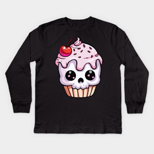 skull cupcake Kids Long Sleeve T-Shirt